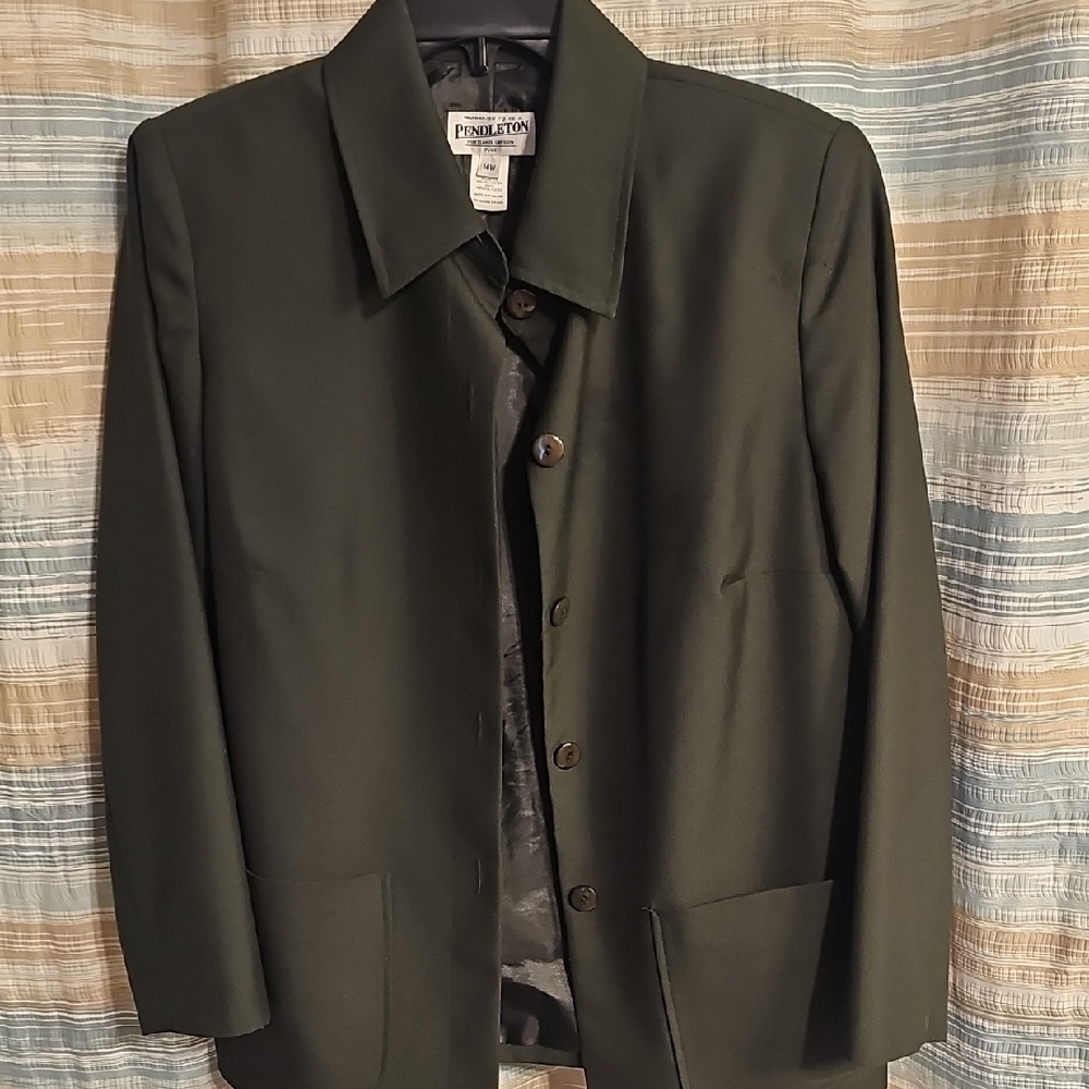 Pendleton Dark Olive Green Wool Blend Jacket - image 3